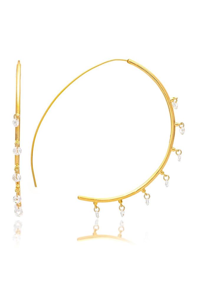 Rivka Friedman 18K Gold Plated Cubic Zirconia Threader Hoop Earrings