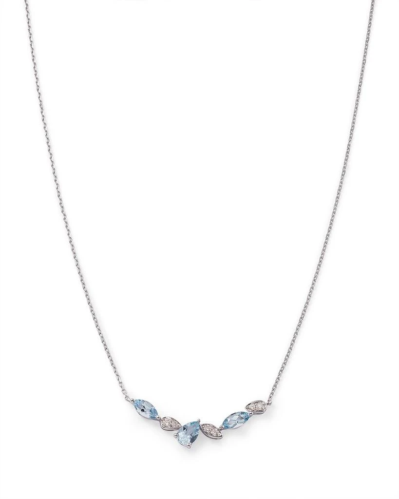 Bloomingdale
s Aquamarine 
Diamond Accent   Curved Bar Necklace in 14K White Gold, 17" 1