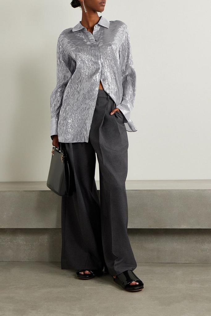 Partow Juliette silk-blend lamé shirt