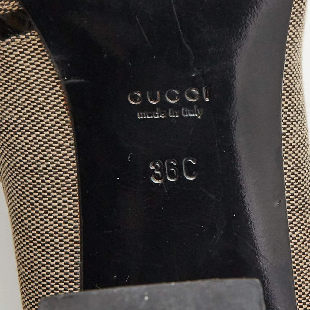 Gucci Gucci Brown/Black Canvas and Patent Leather Court Saith Square Toe Pumps Size 36 8