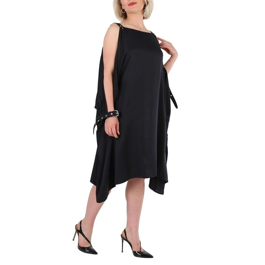 Burberry Ladies Black Miley Strap Detail Location Print Silk Dress 3