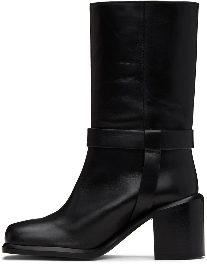 LEGRES Black Square Toe Biker Boots 3