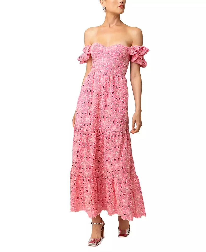 Line & Dot Women's Tasia Off-The-Shoulder Embroidered Cotton Dress 5