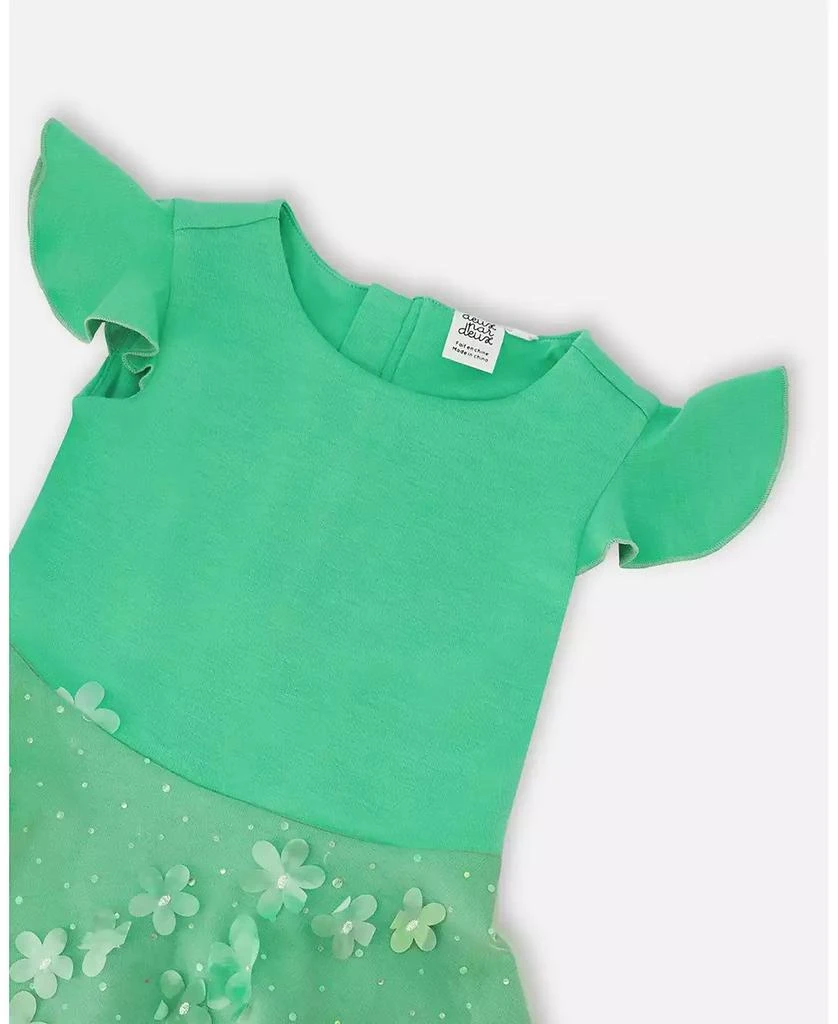 Deux par Deux Big Girls Bi-Material Dress Bright Mint Green 4