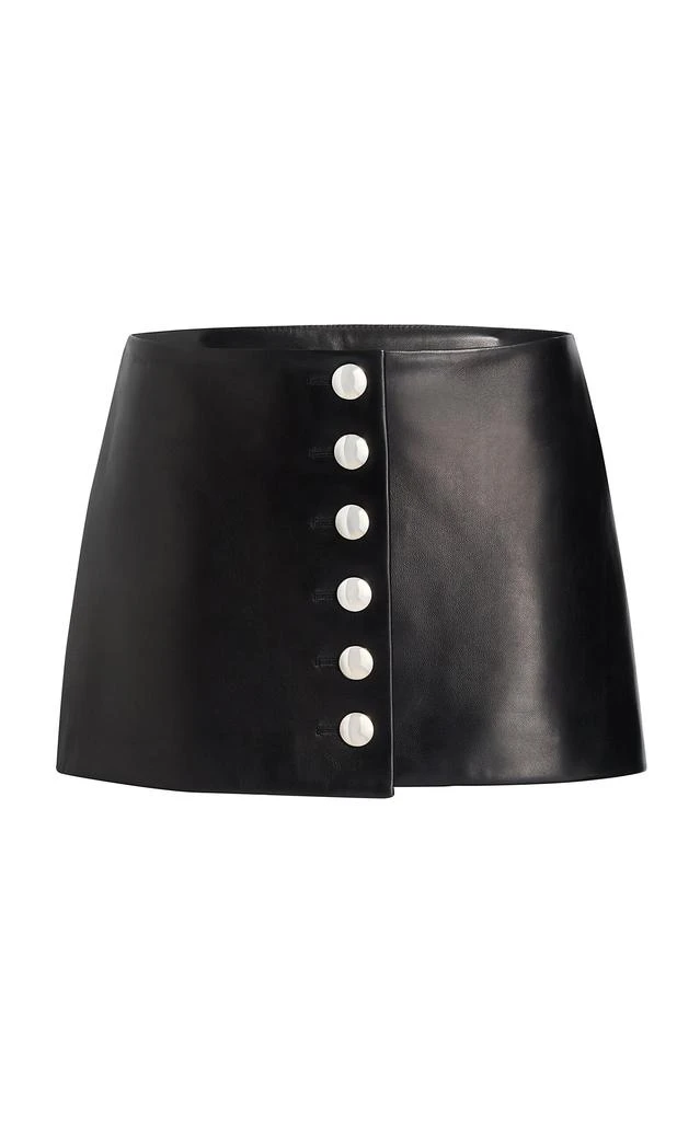 Khaite Khaite Jaxon Button-Front Leather Mini Skirt - Moda Operandi 1