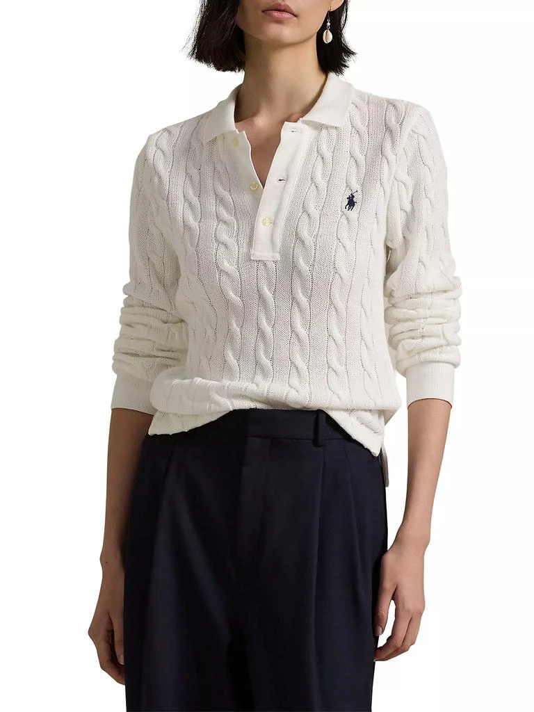 Ralph Lauren Cable-Knit Long-Sleeve Polo Sweater 3