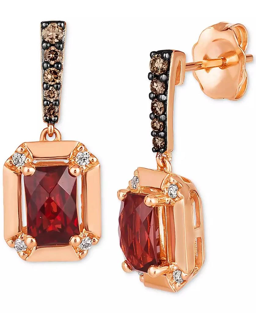 Le Vian Pomegranate Garnet (1-1/6 ct. t.w.) 
Diamond (1/6 ct. t.w.) Drop Earrings in 14k Rose Gold 1