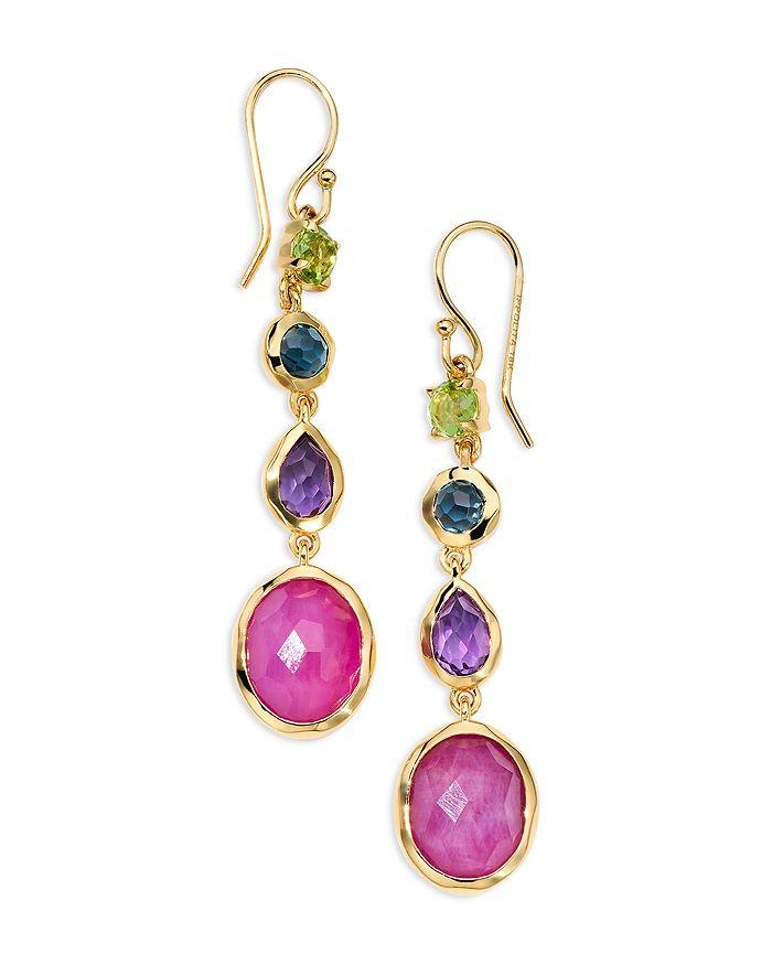 Ippolita 18K Yellow Gold Rock Candy® Multi Stone Summer Rainbow Linear Drop Earrings