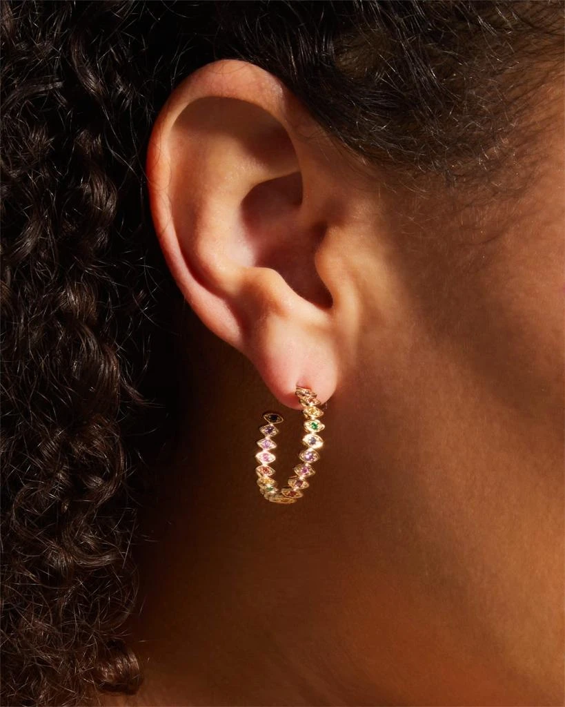 Sydney Evan Marquis Evil Eye Hoop Earrings in Rainbow, Medium 2