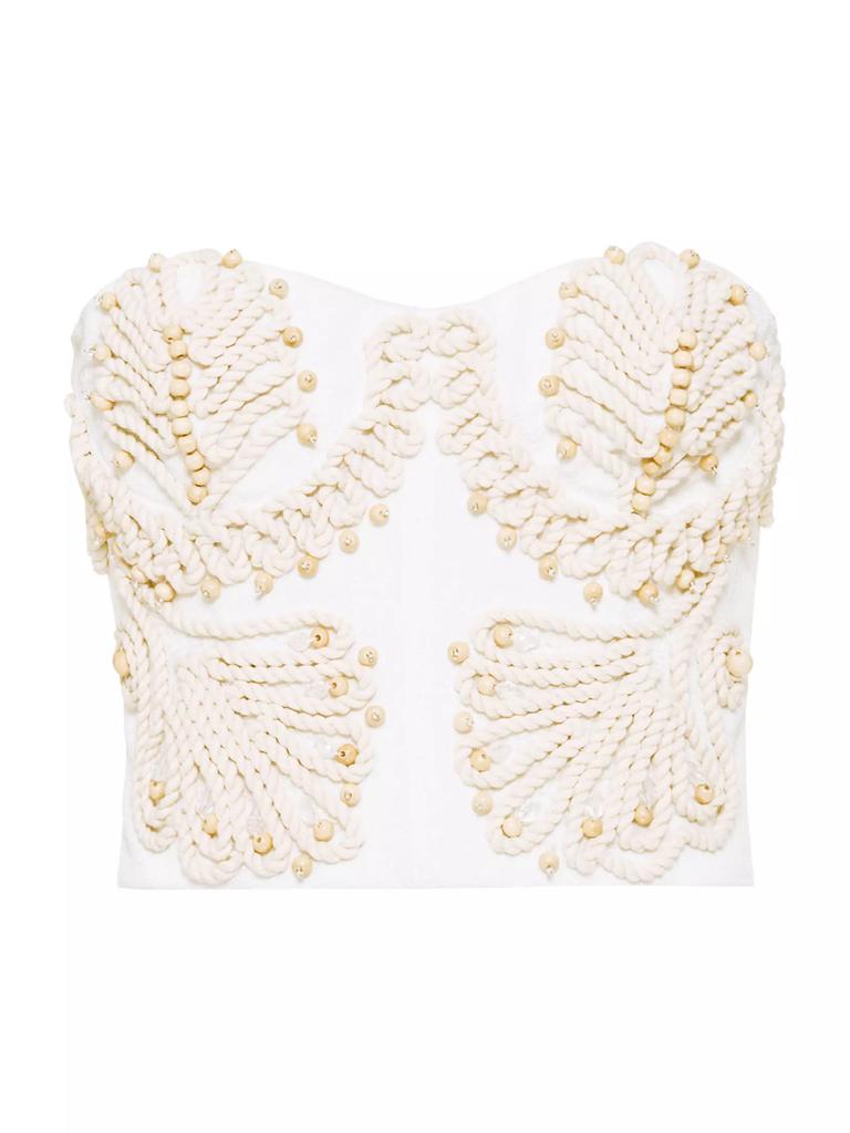 PatBO Dune Beaded Rope-Trimmed Corset Top