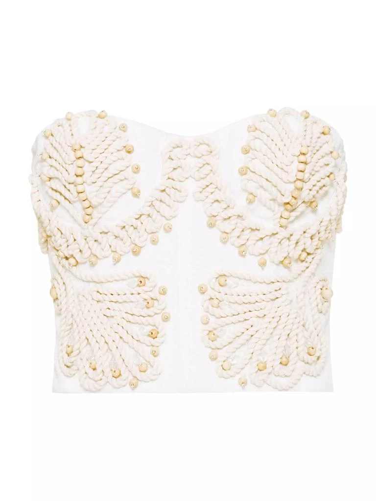PatBO Dune Beaded Rope-Trimmed Corset Top 1