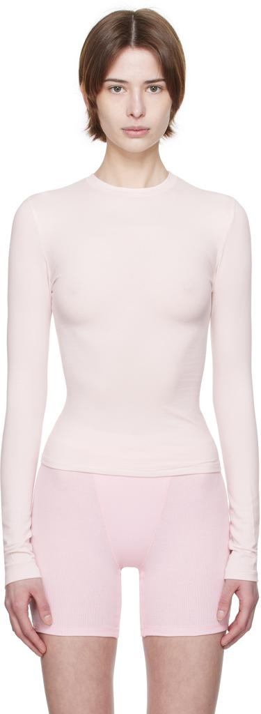 SKIMS Pink Cotton Jersey Long Sleeve T-shirt