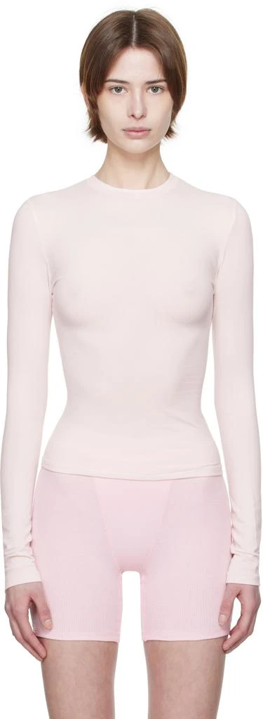 SKIMS Pink Cotton Jersey Long Sleeve T-shirt 1