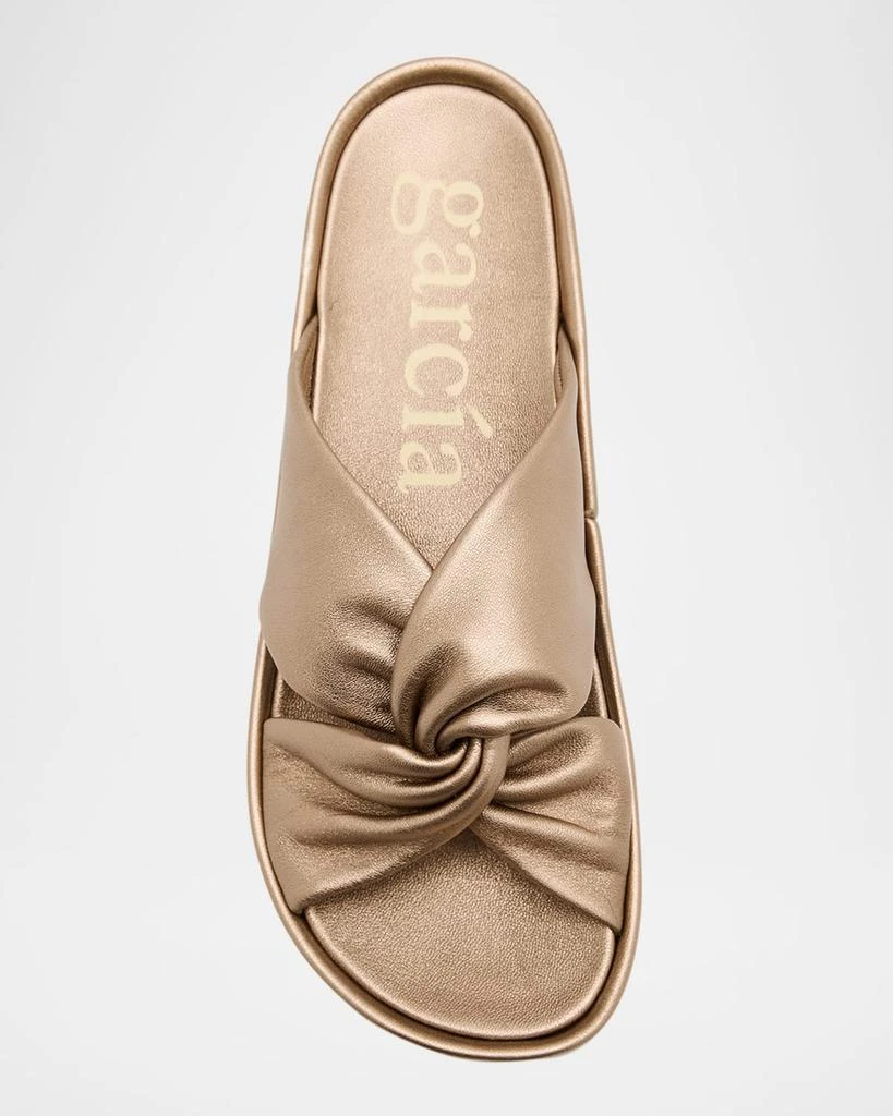 Pedro Garcia Twisted Metallic Leather Flatform Sandals 6