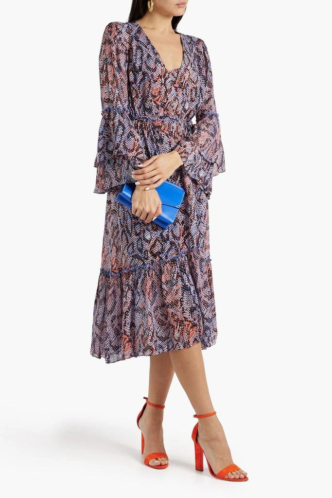 DIANE VON FURSTENBERG Elora ruffled snake-print chiffon midi wrap dress 2