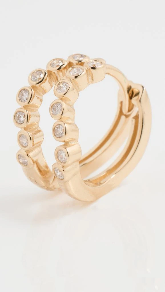 MATEO 14k Double Diamond Bezel Wave Huggies 4