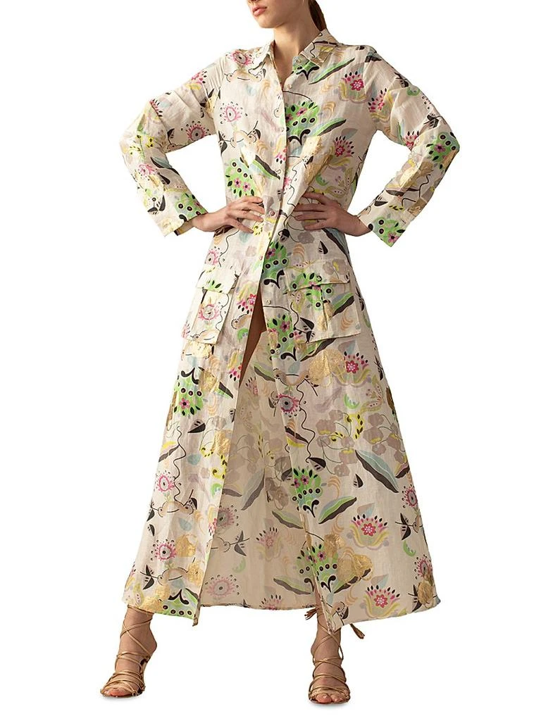 Cynthia Rowley Floral Linen-Silk Shirtdress 4