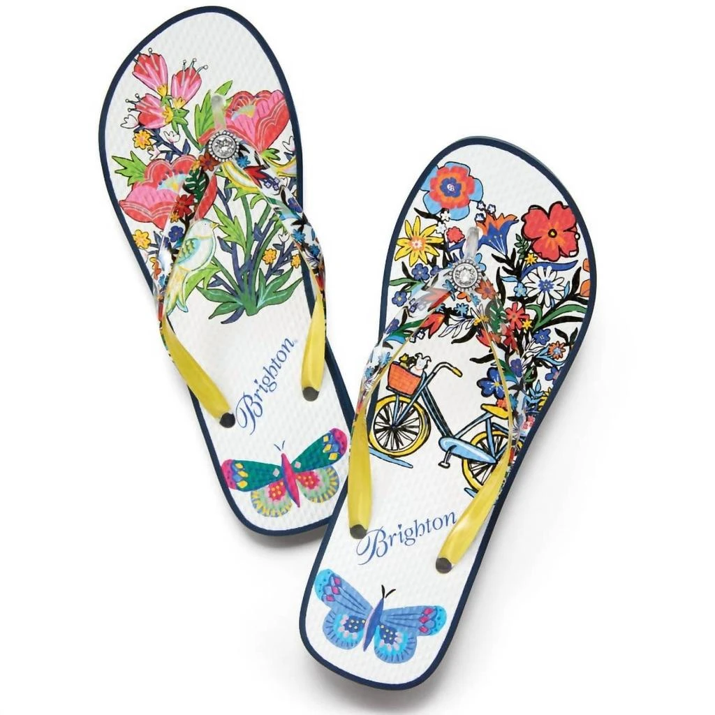 Brighton Sunny Skinny Strap Platform Flip Flops In Multi 1