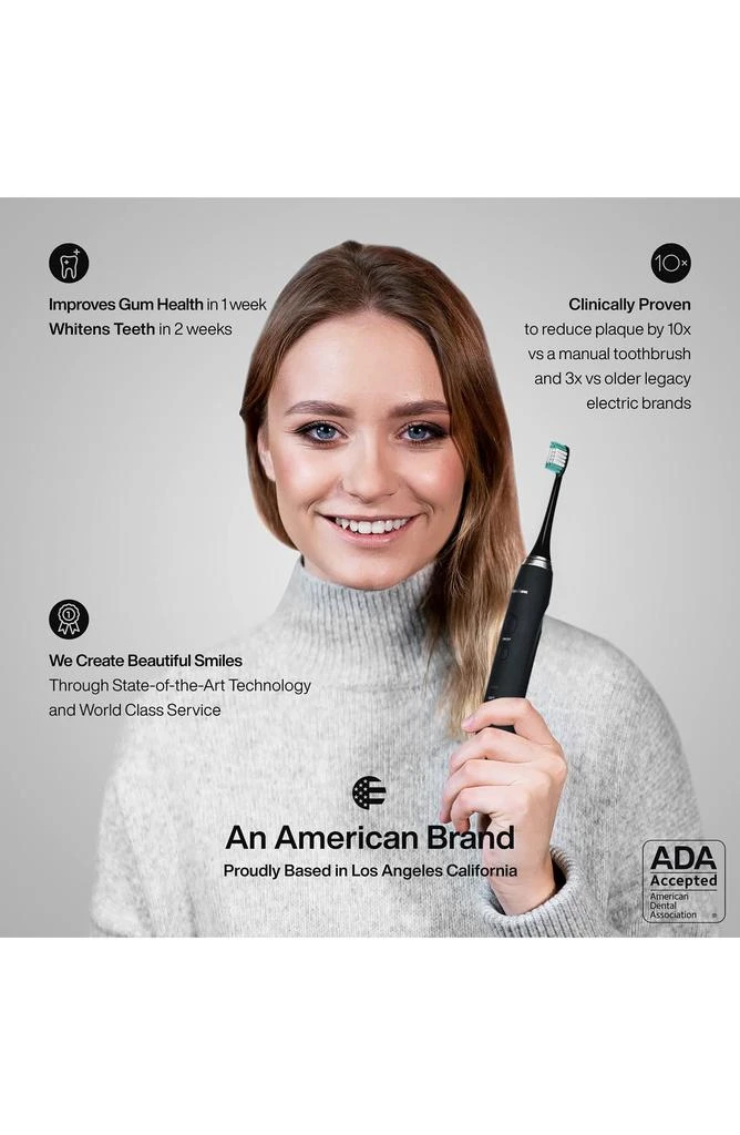 AquaSonic Black Series Ultra Sonic Whitening ToothBrush with 8 DuPont Brush Heads & Travel Case 10