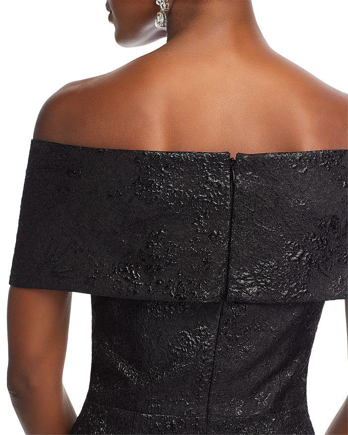 Teri Jon Metallic Off-the-Shoulder Jacquard Gown 6