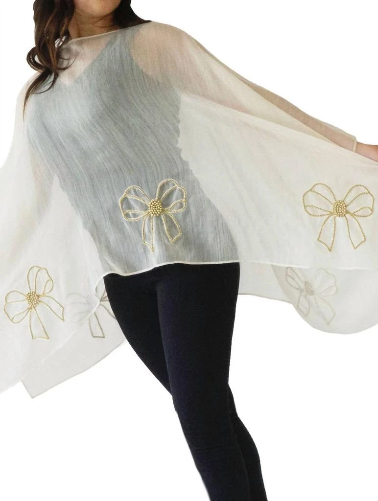 Randi
Will Collection Women
s Bow Embroidered Poncho In Gold