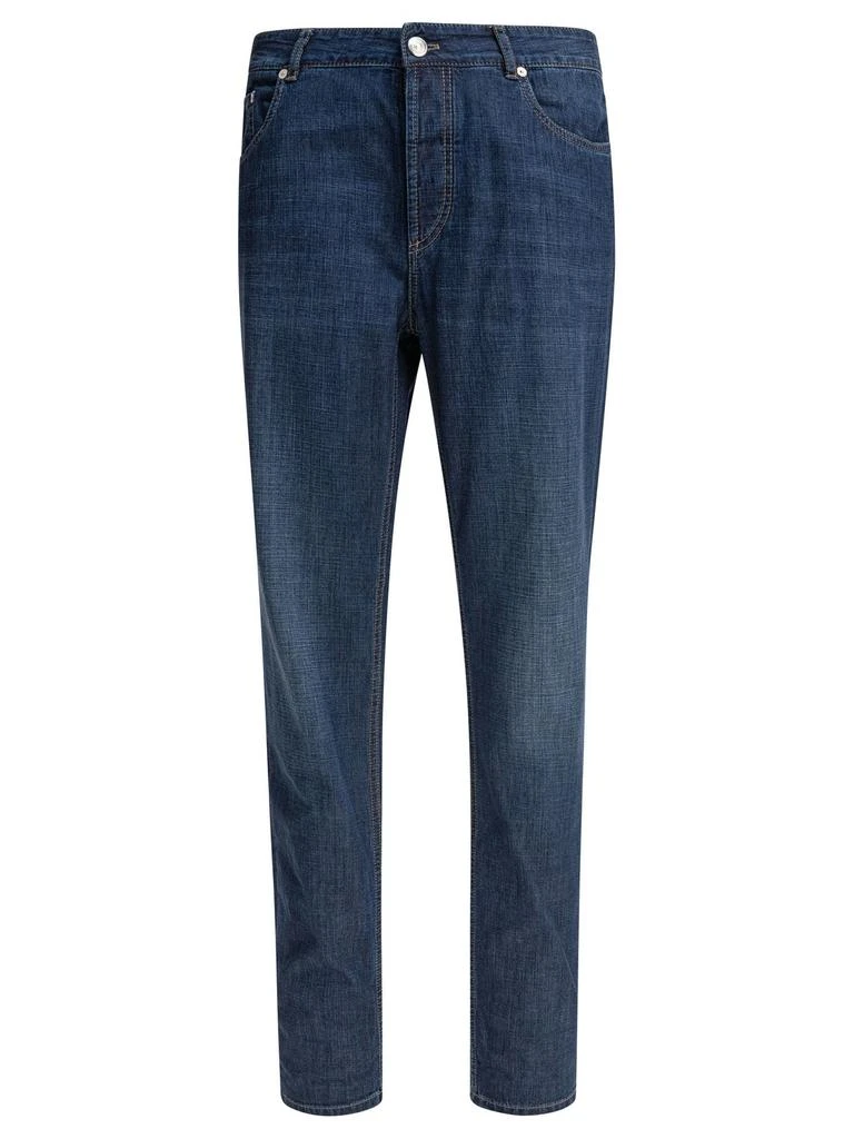 Brunello Cucinelli Brunello Cucinelli Logo Patch Cuffed-Hem Jeans 1