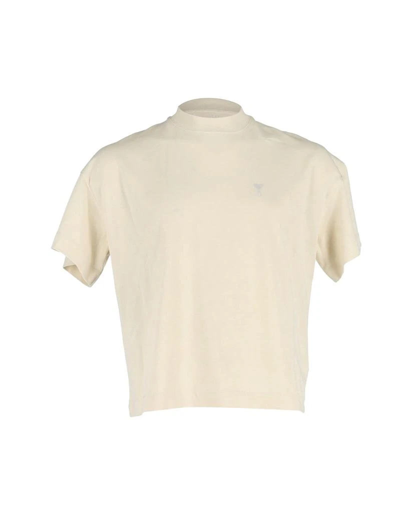 ami paris AMI Paris High Neck T-Shirt in Cream Cotton 1