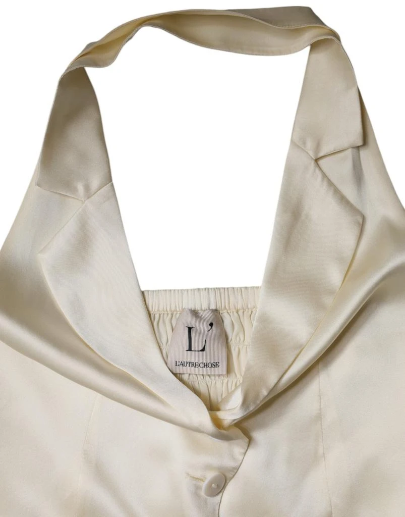 L'AUTRE CHOSE ivory Silk Sleeveless Buttoned Halter Women's Top (Pre-Owned) 5