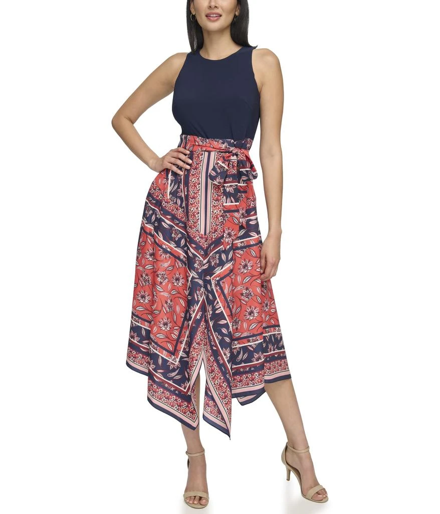 Vince Camuto Handkerchief Hem Dress with Jersey Bodice 1