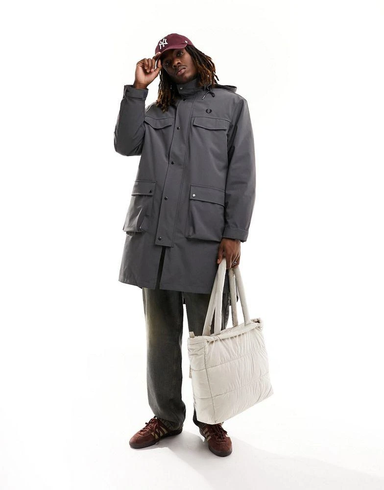 Fred Perry Fred Perry bonded parka coat in gunmetal grey 3
