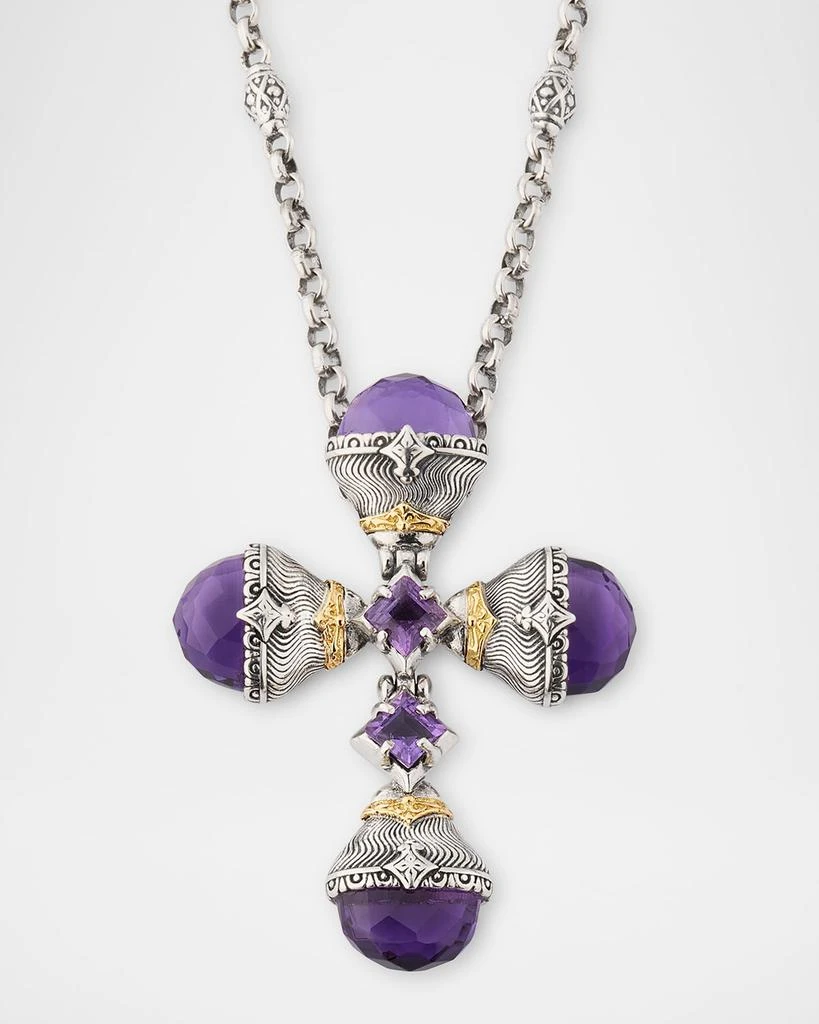 Konstantino Kyma Amethyst Cross Pendant Necklace