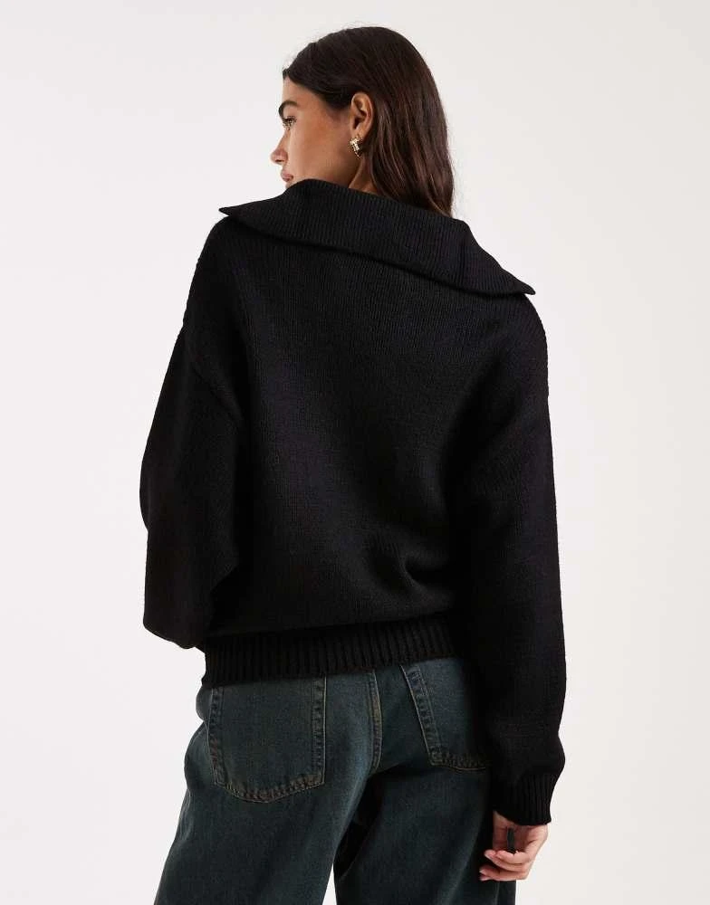 ASOS ASOS DESIGN knitted polo top in black 4