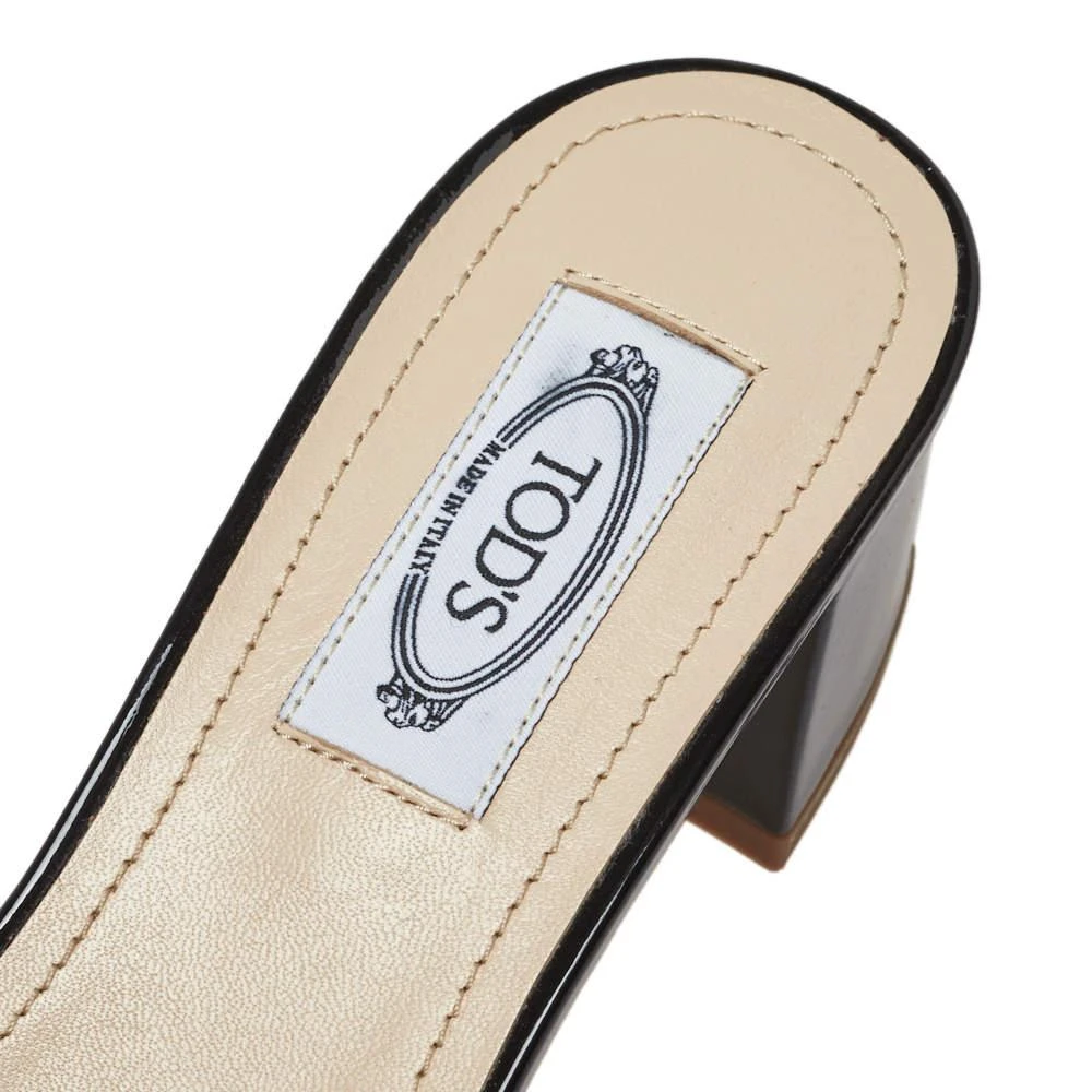 Tod's Tod's Black Patent Leather Double T Embellished Slide Sandals Size 36.5 7