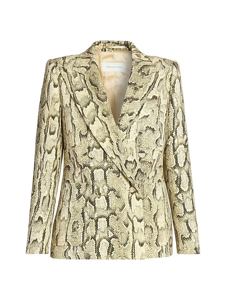 Dries Van Noten Snakeskin Print Double-Breasted Button-Front Jacket 1