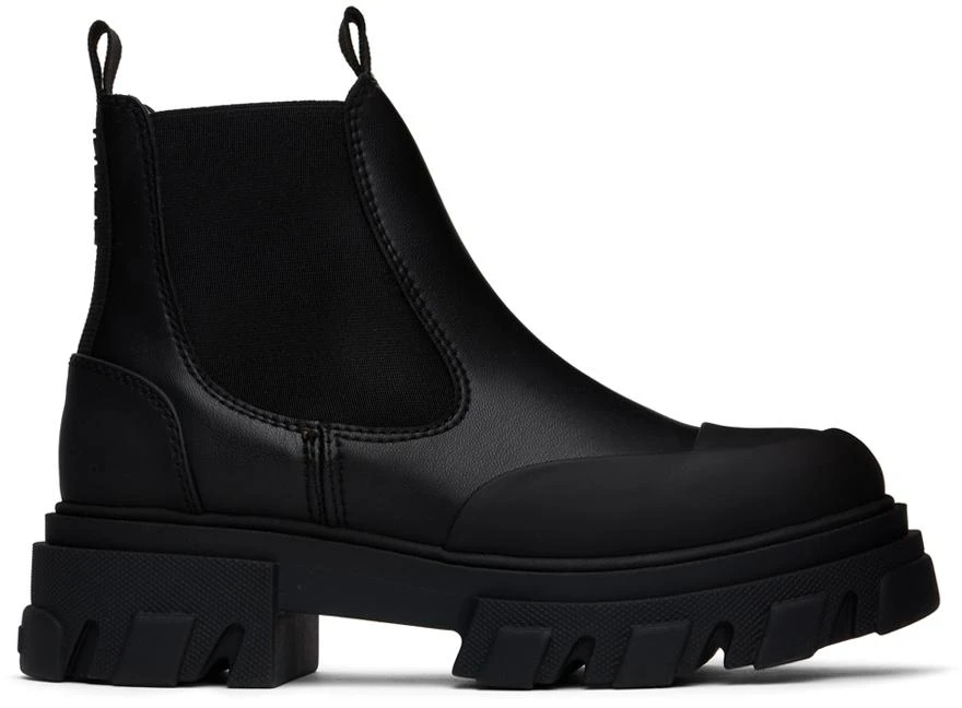 Ganni Black Stitch Cleated Low Chelsea Boots 1