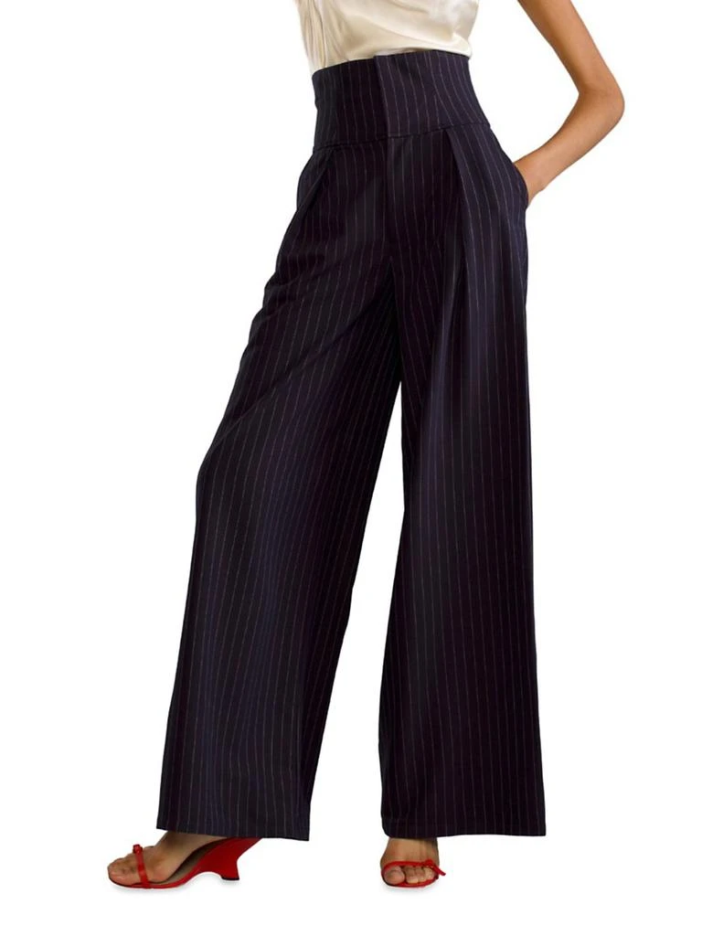 Cynthia Rowley Pinstripe Corset Wide-Leg Pants 1