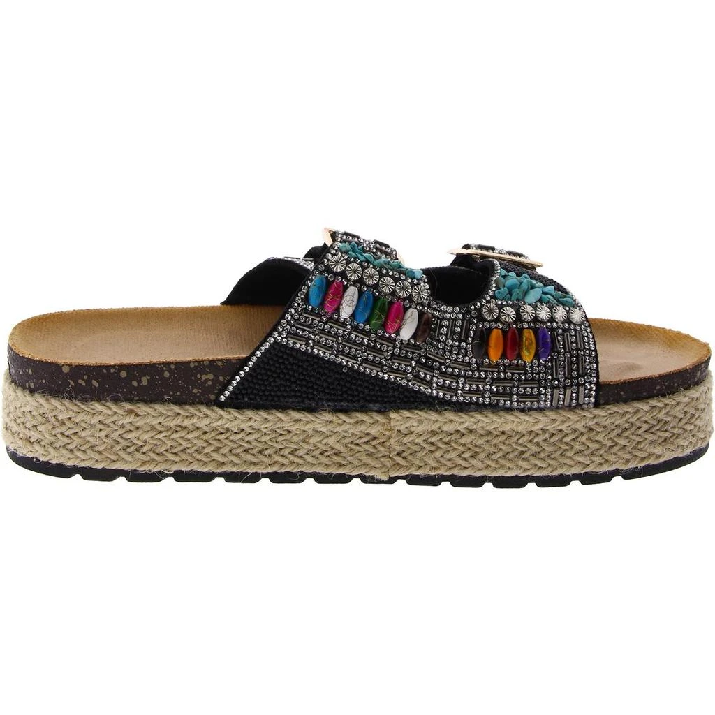 AZALEA WANG Kaylum Womens Rhinestone Espadrille Slide Sandals 2
