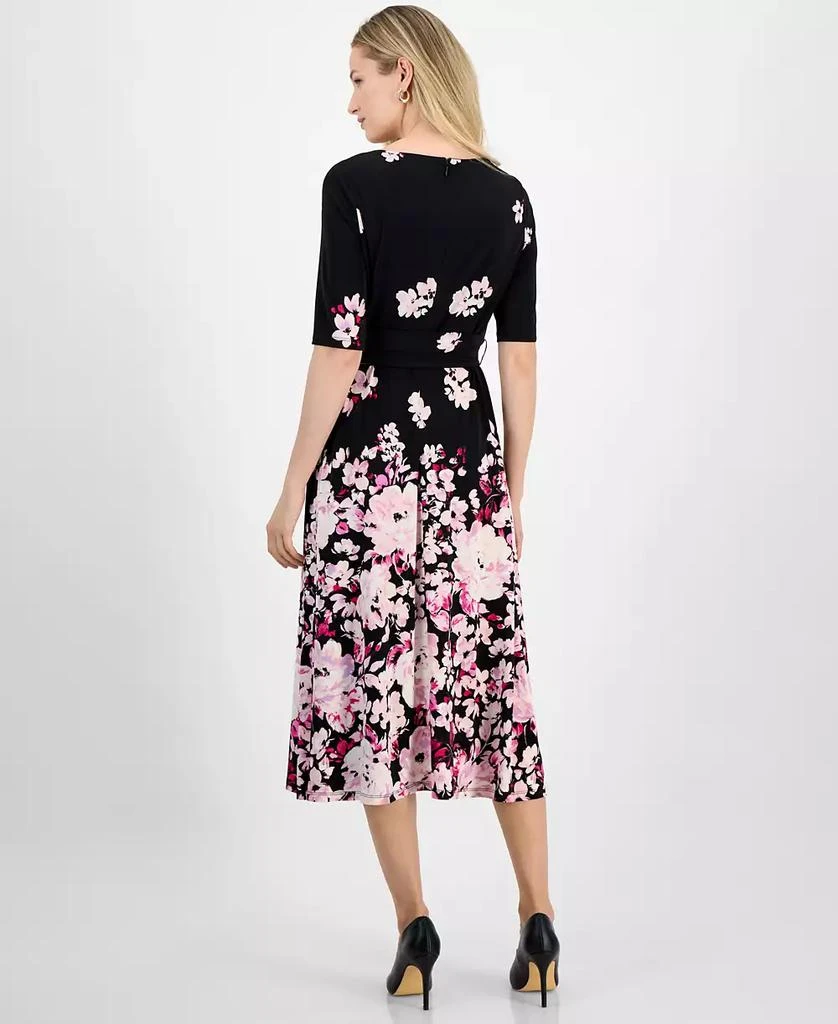 Kasper Women's Floral Belted Elbow-Sleeve Fit & Flare Dress, Regular and Petite 5