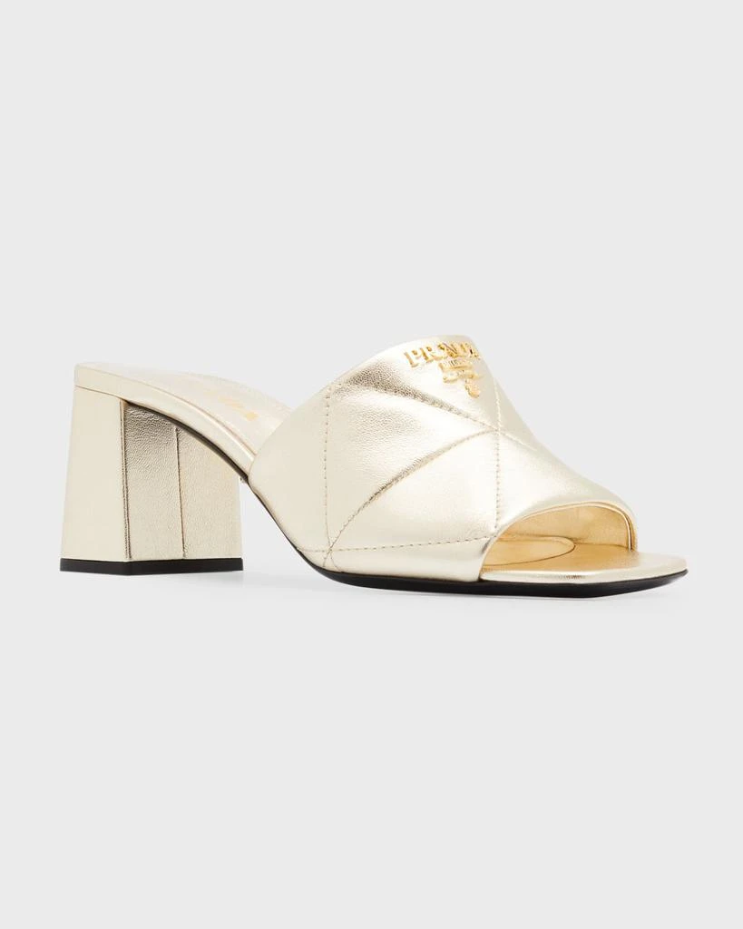 Prada Quilted Leather Block-Heel Slide Sandals 3