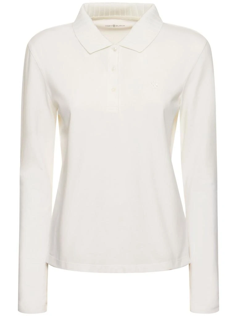 Tory Sport Logo Pleated Collar Piquet Polo 1