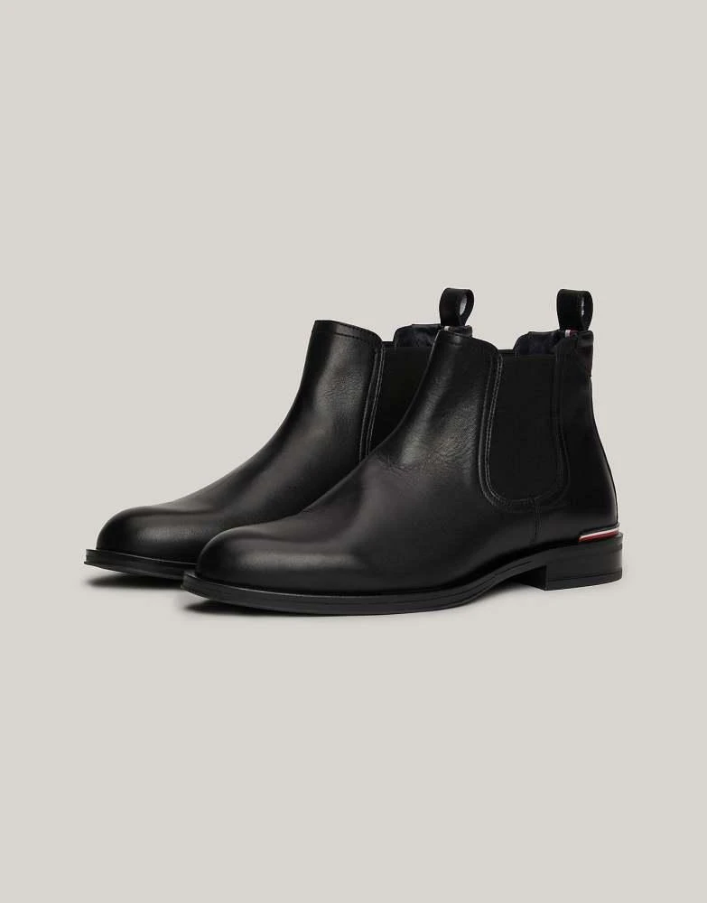Tommy Hilfiger Tommy Hilfiger Leather signature tape chelsea boots in black 2