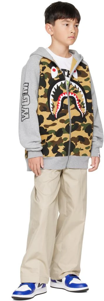 Bape Kids Gray 1st Camo Shark Patch Zip Hoodie 4