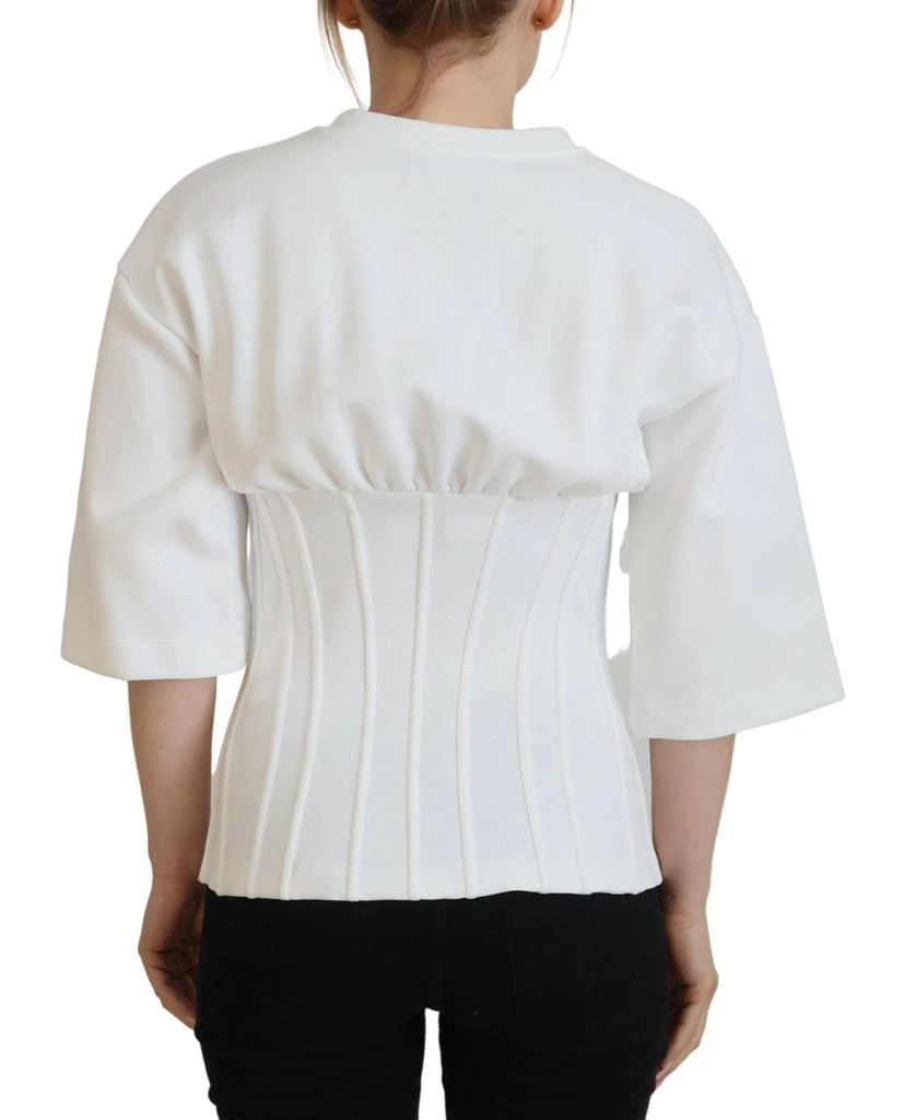 Dolce & Gabbana White Corset Stretch Cotton Top T-shirt 3