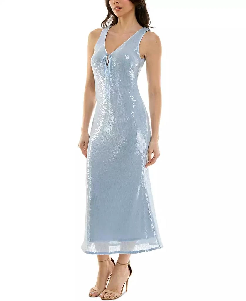 KATIA RAE Junior's Sequin Plunge-Neck Midi Dress, Created for Macy's 3
