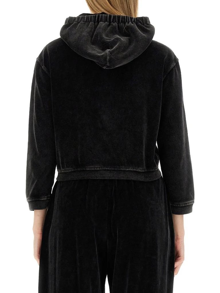 Alexander Wang T By Alexander Wang Zipped Velvet Hoodie 2