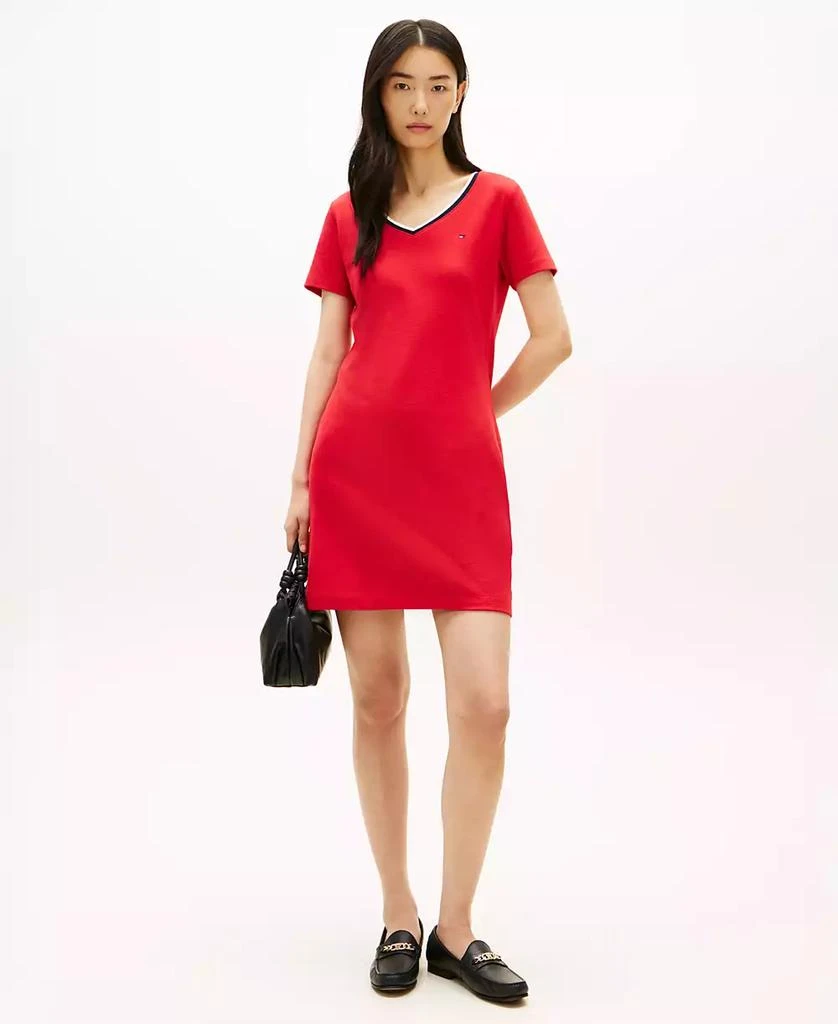 Tommy Hilfiger Women
s Ribbed V-Neck T-Shirt Dress