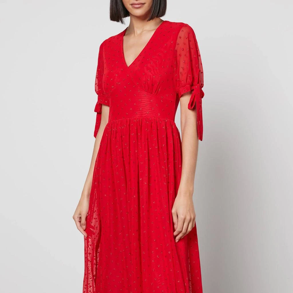 Never Fully Dressed Never Fully Dressed Red Heart Flocked Chiffon Midi Dress 3