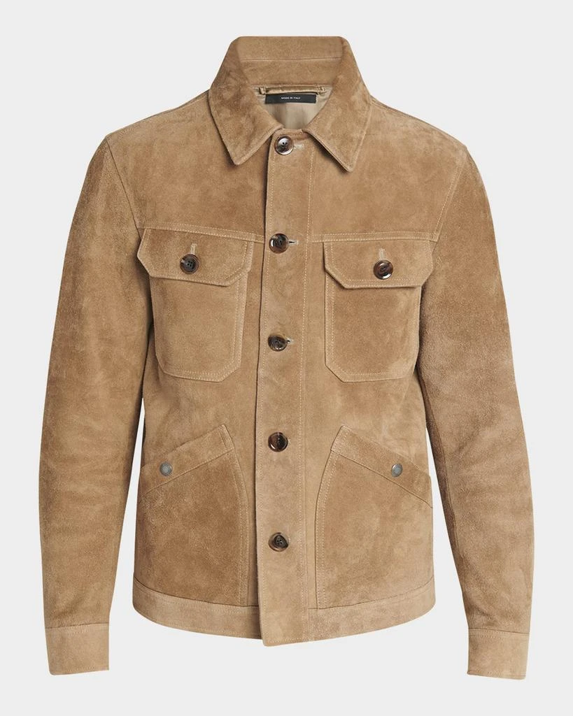 Tom Ford Men's Brushed Suede Concealed Zip Field Jacket 1