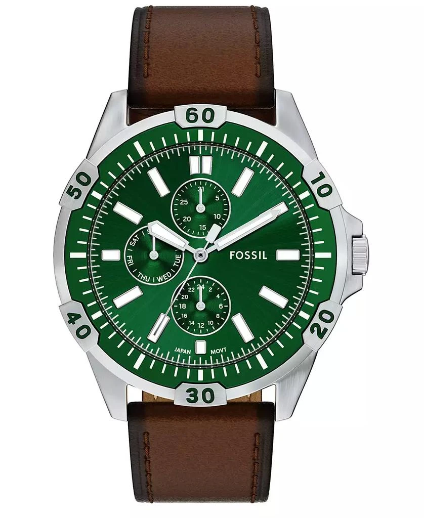 Fossil Men's Garrett Multifunction Brown Leather Watch, 44mm