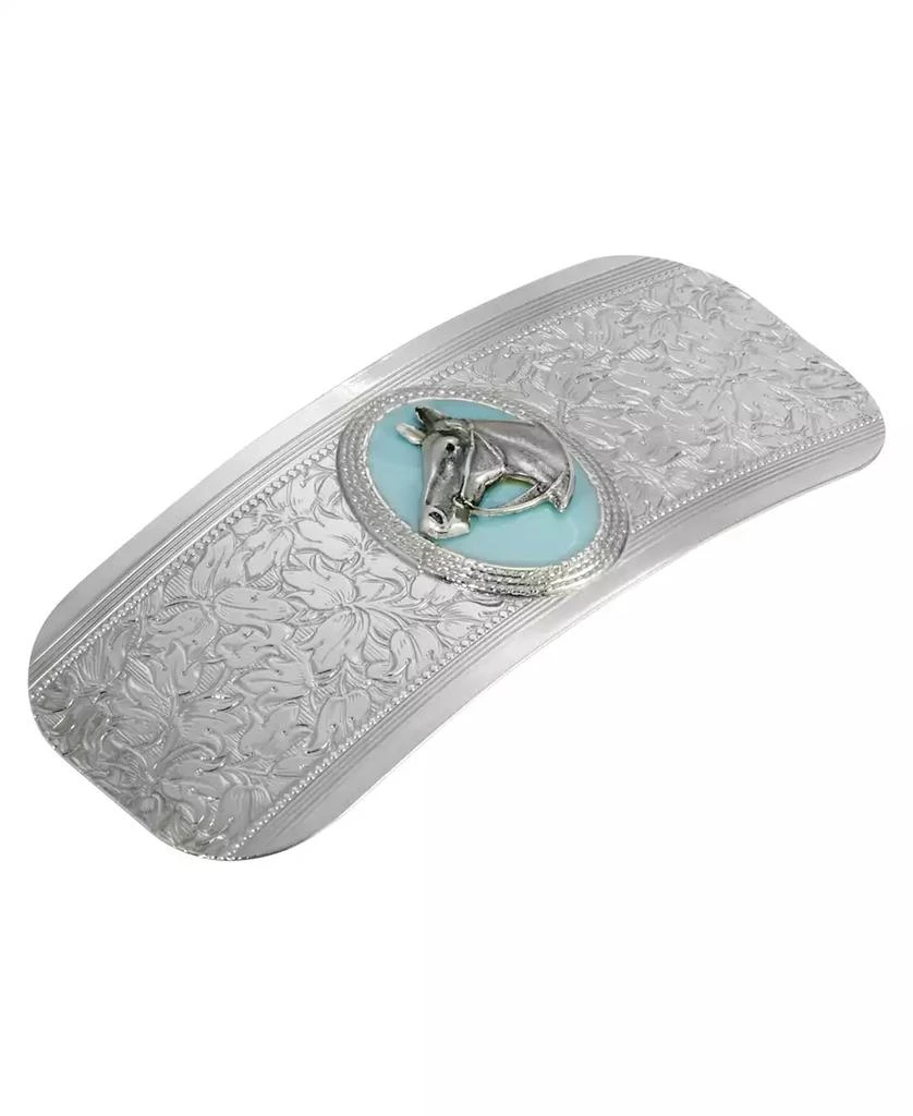 2028 Women's Silver-Tone Turquoise Enamel Horse Head Barrette 1